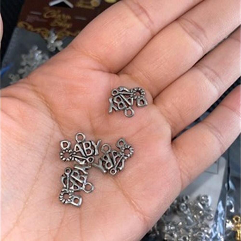 125 Charms! Assorted Gold and Silver Baby Charms Jewelry Making Crafts Supplies - Picture 6 of 7